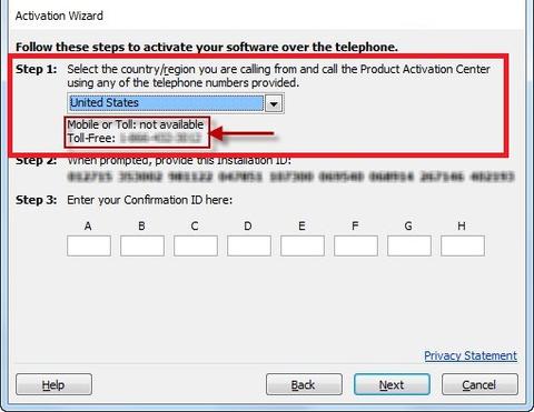 office 2007 activation phone number